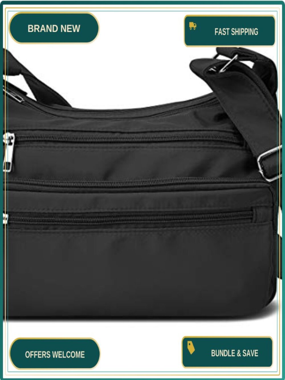 VOLGANIK ROCK RFID Nylon Multi Pocket Crossbody Bag Travel Handbag